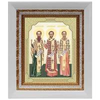 Собор трех святителей, икона в белом киоте 14,5*16,5 см