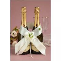 Свадебный декор для двух бутылок шампанского 