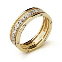 Русские самоцветы Обручальное кольцо из желтого золота с бриллиантами 