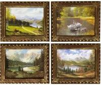 Комплект из 4 четырех картин в деревянной раме Dekart/Декарт 24х30 Коллаж Природа Пейзаж Сюжет
