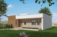 Проект - Проект одноэтажного дома с террасами и плоской крышей Rg5741