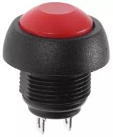 Выключатель-кнопка, 250 В, 1 А, ON-OFF, 2с, d=12 мм, без фиксации, красная, наб 10 ш