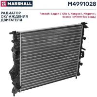 Радиатор охл. двигателя renault logan i 04- / clio ii 98- / kangoo i 97- / megane i 95- (мкпп без ко Marshall M4991028