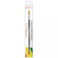 Кисть BRAUBERG Classic синтетика жесткая плоская, длинная ручка, №12, 1 шт., пакет, черный