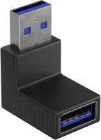 Адаптер переходник GSMIN RT-51 (угловой 270 градусов) USB 3.0 (F) - USB 3.0 (M) (Черный)