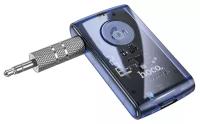 Блютуз aux FM трансмиттер bluetooth адаптер ресивер Hoco E66 прозрачный темно-синий
