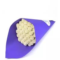 Букет из Шоколадных съедобных сладких Роз CHOCO STORY - 37 шт, Фиолетовый и Белый Бельгийский шоколад, 444 гр. B37-F-B