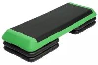 Степ-платформа Профи STPRO201-1 трехуровневая, цвет черно-зеленый, для занятий фитнесом и функциональным тренингом, размеры 108х41х10-15-20 см