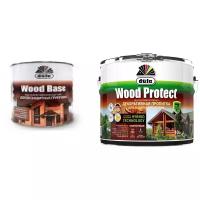 Набор пропитка Dufa Wood Protect сосна 10 л и Грунт для древесины Dufa WOOD BASE 3л