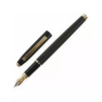 Ручка подарочная перьевая BRAUBERG Brioso, синяя, корпус черный с золотист., линия 0,25мм, 143467