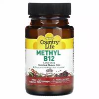 Country Life Methyl B12 1000 mcg (Cherry) - Метил B12 со вкусом вишни 60 пастилок