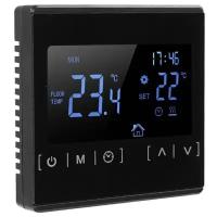 Терморегулятор для теплого пола с ЖК-дисплеем FloorHeat Black / Сенсорный программируемый регулятор температуры / Термостат