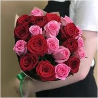 Букет из красных и розовых роз 21 шт. (40 см)