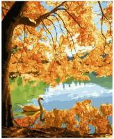 Картина по номерам с цветным холстом Molly 40х50 см Осенний пейзаж 28 цветов