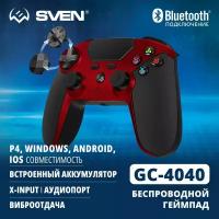 Беспроводной геймпад SVEN GC-4040, 11 кнопок и 2 стика, D-pad, поддержка PS4/PC, Touchpad, 3.5mm jack