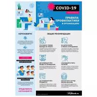 Плакат Правила профилактики COVID-19 в организациях, 1 лист А2