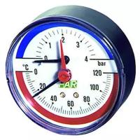 Термоманометр FAR 0-10 бар, 0-120 °C, 80 мм, торцевое соединение 1/2