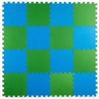 Коврик-пазл Eco-cover универсальный 25х25, синий / зеленый, 100х100 см, 16 элементов