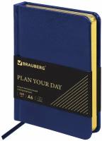 Ежедневник-планер (планинг) / записная книжка / блокнот недатированный Малый Формат 100x150мм А6 Brauberg Iguana под кожу, 160 листов, синий, 114467