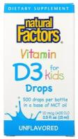 Капли Natural Factors Vitamin D3 for Kids, 90 г, 15 мл, 400 МЕ, 500 шт