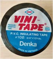 Изолента Дэнка 1шт. Denka Япония Vini Tape, 19 мм, 9 м 15см, ПВХ, черная, глянцевая, термостойкая, зимняя, герметизирующая лента для проводки