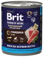 Brit Premium 12шт по 850г с говядиной и рисом консервы для взрослых собак всех пород