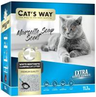 Cats way Box White Cat Litter With Marseille Soap наполнитель для кошачьего туалета с ароматом марсальского мыла 11,7л ( коробка) - 10 кг