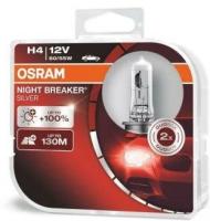 Лампа галогенная H4 12B 60/55W P43t+130% NIGHT BREAKER SILVER (2 шт) DuoBox OSRAM, 64193NBSHCB OSRAM 64193NBS-HCB