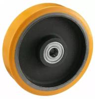 Колесо большегрузное Tellure Rota 642156 под ось, диаметр 200мм, грузоподъемность 1000кг, полиуретан TR, чугун, шариковый подшипник в комплекте
