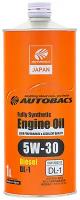 Масло моторное Autobacs Engine Oil 5w30, синтетическое, JASO DL-1, для дизельного двигателя, 1л, арт. A00032641