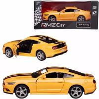 Машинка металлическая Uni-Fortune RMZ City серия 1:32 Ford Mustang GT 2015 with Strip инерционная, цвет желтый, двери открываются