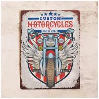 Жестяная табличка Custom Motorcycles, металл, 30Х40 см