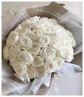 Букет Роза белая 51 шт, красивый букет цветов, шикарный, цветы премиум