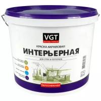 Краска акриловая VGT ВД-АК-2180 для стен и потолков «Белоснежная» моющаяся матовая белый 7 кг