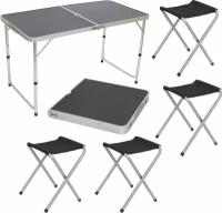 Комплект походный Ecos Пикник CHO-150-E, стол + 4 стула, черный