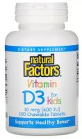 Таблетки Natural Factors Vitamin D3 for Kids, 43 г, 400 МЕ, 100 шт