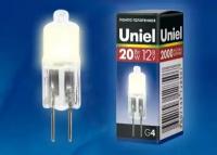 Лампа галогенная (комплект 20шт) Uniel JC G4 12V 20W прозрачная капсульная лампочка