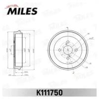 MILES K111750 Барабан тормозной MILES K111750 TOYOTA YARIS 99-05 пр-во Япония