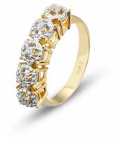 Кольцо обручальное Гатамов, желтое, комбинированное, белое золото, 585 проба, бриллиант