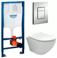 Инсталляция Grohe Rapid SL 38772001 + унитаз Fubini FB001 безободковый с сиденьем