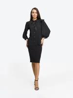 Блузка женская праздничная с рукавами фонариками, офисная рубашка HappyFox, HFBS4516 размер 48, цвет черный