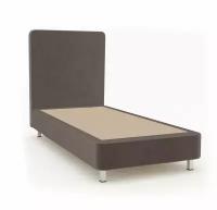 Односпальная кровать BOX SPRING с Изголовьем 81х207х30 см коричневый велюр + спинка (кровать для гостиниц, отелей, хостелов)