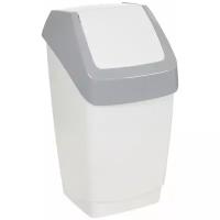 Ведро для мусора М-пластика с крышкой-вертушкой Хапс 15 л пластик серое (26х25х46 см)