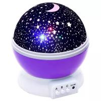 Светильник, ночник детский, звездное небо, ночник проектор, фиолетовый