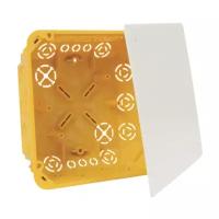Распределительная коробка для ГЛК и деревянных конструкций скрытый монтаж, размер 152х152х64 мм. Материал самозатухающий ПВХ, цвет желтый