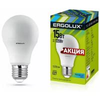 Эл. лампа светодиодная ЛОН LED-А60-15W-E27-4K (15Вт=120Вт 1440Lm E27 4500K 172-265В промо) Ergolux
