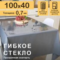 Прозрачная скатерть на стол (гибкое/мягкое стекло) CrystalDesk. Толщина 0.7 мм. ПВХ скатерть. 40x100 см. Прозрачная