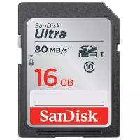 Карта памяти SanDisk SDHC Ultra Class 10 UHS-I U1 (80/10MB/s) 16GB