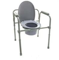 Кресло туалет HMP-7210A Мега-Оптим для взрослых, пожилых людей и инвалидов, стул с санитарным оснащением повышенной грузоподъемности (до 135 кг)