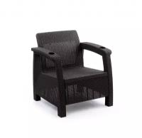 Кресло ротанг / Кресло ротанг / Садовая мебель / темно коричневый из пластика под искусственный ротанг